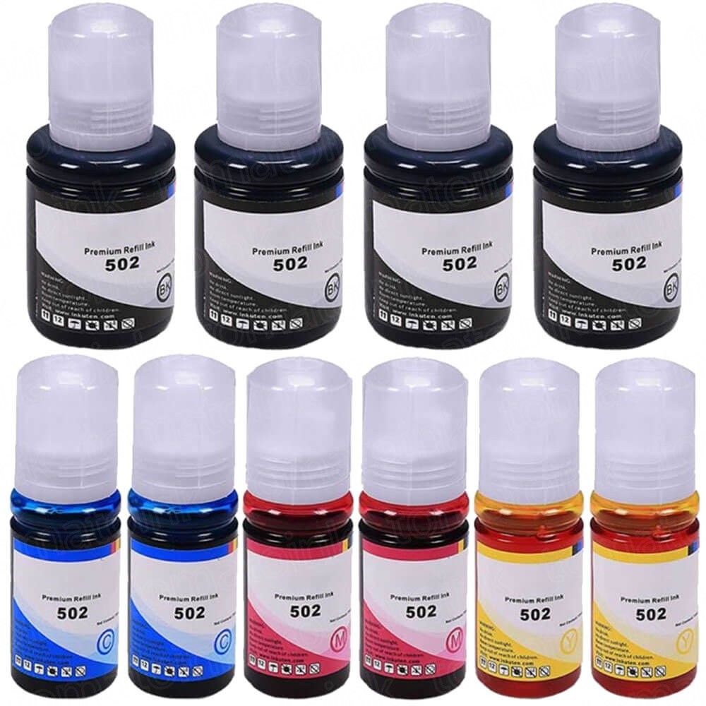 10 Ink Bottle Compatible Epson T502 (T502120 T502220 T502320 T502420) CMYK